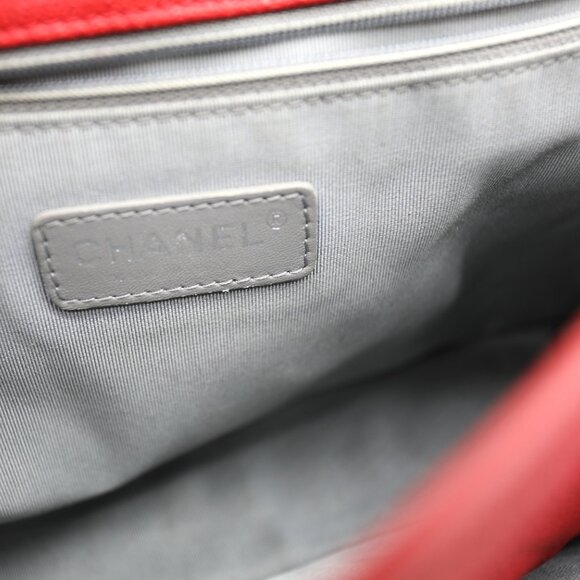 Chanel Red Caviar Leather Medium French Riviera Flap Bag - Picture 6 of 12